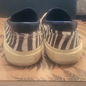 SAINT LAURENT mens pony hair slip on shoes Saint Laurent Mens Black/White Pony Hair Zebra Print Slip On  main image 4